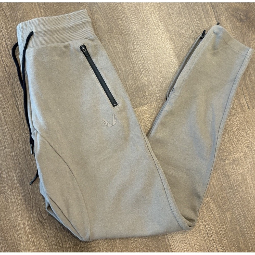 ASRV Pants Mens Sand Small Joggers Sweatpants Zippers